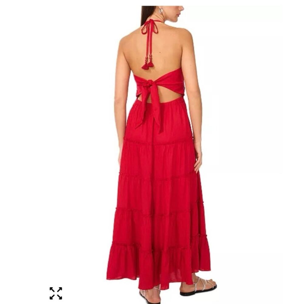 Vince Camuto Radiant Red Halter Maxi Dress NWT Size L Rio Grande 2 Boho - Picture 2 of 15